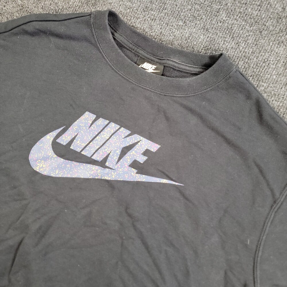 Nike Women Icon Clash Cropped Pullover t-shirt Black Drawstring Waist Size Large